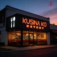 Enseigne lumineuse LED 3D personnalisée pour nom de restaurant extérieur, lettres en relief pour publicité et signalétique extérieure de bâtiment