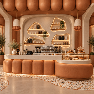 Meubles de vente au détail pour café sur mesure, postes de travail, étagères de présentation et unités de rangement pour les cafés modernes - Product Image 1