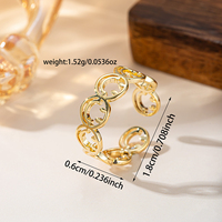 Anillo Abierto Ajustable de Oro con Diseño de Cara Sonriente, Pulido y Liso, Joyería Casual para Mujer, Venta al por Mayor Personalizada