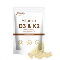 Compléments Vitaminiques OEM Vitamines D & K Complex 2 en 1 Capsules Molles Huile de Coco Vitamine D3 K2 MK7 Gélules Molles Soutien Immunitaire