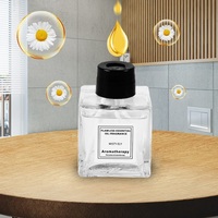 Diffuseur de parfum sans flamme en verre carré de 50 ml, motif floral, vente en gros à prix abordable