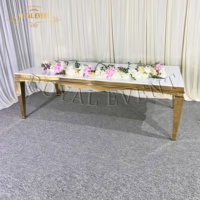 Vente en gros de table à manger en acier inoxydable avec plateau en verre table et chaises de mariage modernes pour mobilier événementiel