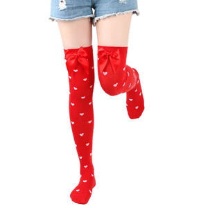 Cute Bow Lip Heart Patterned Mulheres's Over-Knee Long Socks para Festas dos Namorados - Product Image 5