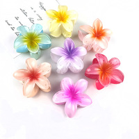 Vente en gros transfrontalière de la pince à cheveux fleurie en forme d'œuf, couleur bonbon, transparente et colorée, pour l'arrière de la tête, best-seller