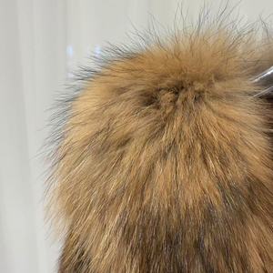 Col en fourrure de raton laveur pardessus <span class=keywords><strong>court</strong></span> taille personnalisée vraies fourrures manteaux de vison pièces pour femmes - Product Image 3