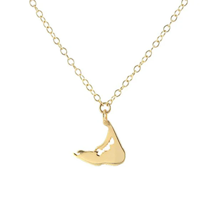 Jietao 18K Gold Plated <strong>Nantucket</strong> Island Outline Pendant Necklace Coastal Travel Souvenir Waterproof Personalized Women Jewelry - Product Image 1