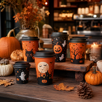 Gobelet en papier jetable pour boissons froides, personnalisé avec logo, pour fête d'Halloween, gobelet en papier commercial pour café