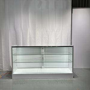 HIKUYA Fabrieks Prijs Volledig Glazen Displaykast Kassa met Gehard Glas & MDF Wit Eco-vriendelijk Modern Design - Product Image 2