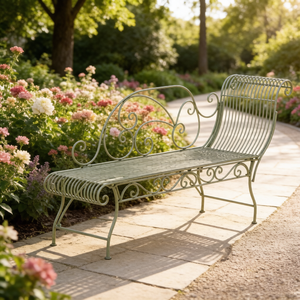 New Design Antique Scroll Wrought Iron Garden <strong>Bench</strong>, Vintage Curved Metal Outdoor Patio Park <strong>Leisure</strong> <strong>Bench</strong> - Product Image 3