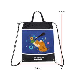 Promoción de Fábrica, Buen Precio, Mochila Personalizada con Cordón de Poliéster, Bolsa Deportiva con Cordón, Bolsa de Gimnasio con Bolsillo Lateral - Product Image 2