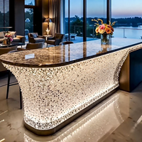 Table Îlot Lumineuse en Résine Transparente Haut de Gamme, Style Luxe Léger, pour Hôtel, Restaurant, Villa, Cuisine, Effet Cristal Glacé