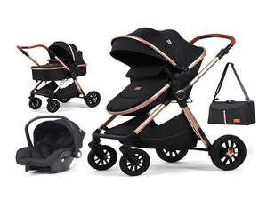 Passeggino 3-in-1 EN-1888 con Seggiolino Auto per Neonati, Manico Reversibile in Lega Pieghevole, Prodotto in Fabbrica - Product Image 1