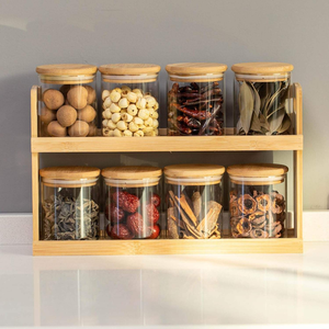 Bamboo <b>Spice</b> <b>Rack</b> 2 Tier Seasoning Storage Holder Countertop Organizer for Kitchen - Product Image 4