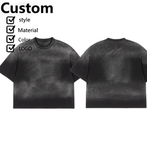 T-shirt homme 230gsm 100% coton personnalisé col rond manches courtes style de rue épais col épais couleur unie - Product Image 1