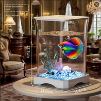Kit Dou Fish Pro Auto-Nettoyant en Acrylique pour Bureau, Écologique, avec Filtre LED, Tout-en-un, Prêt à l'emploi