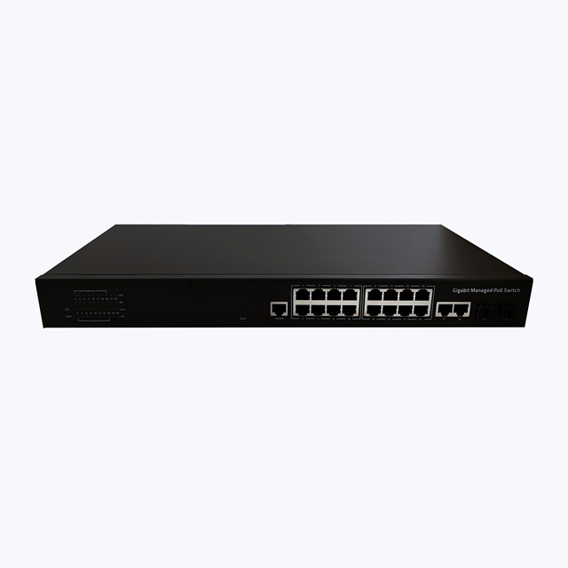 Full Gigabit 2SFP+16GE 24-Port 2 Layer Managed PoE Switch 16*10/100/1000Base-TX Ports 128Gbps Bandwidth 56G/128Gbps Capacity
