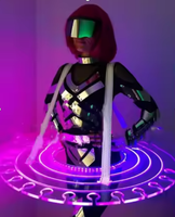 Costume de danse lumineux LED pour discothèque, bar, fête, avec bureau en acrylique, costume de robot lumineux, vêtements de scène, danse