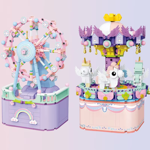 Scatola Musicale Rotante a Forma di Cavallo, 874 Pezzi, Gioco di Costruzioni a Piccole Particelle, Regalo di Compleanno Perfetto per Bambini e Bambine - Product Image 3