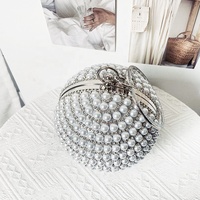 Sac de soirée scintillant pour femme, sac à bandoulière chaîne, pochette de fête, pochette ronde, pochette perlée, sac à bandoulière orné de strass