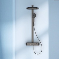 Robinet de douche thermostatique carré à poignée unique en laiton chromé/blanc/gris anthracite 420 mm avec barre coulissante et jet pluie doux – Meilleures ventes