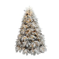 Schneebeflockter, realistischer, naturgetreuer Kiefern-Weihnachtsbaum mit Gelenkstamm, 150cm, 180cm, 210cm, aus beflocktem PE/PVC-Mischmaterial, künstlicher Tannenbaum für Zuhause