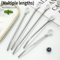 Accessoires de Bar Cuillère à filtre réutilisable pour paille à thé en métal Cuillère à paille en acier inoxydable 304