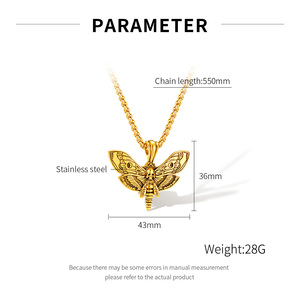 Gothic Style <span class=keywords><strong>Punisher</strong></span> Death Head Schädel Motte Anhänger Halskette Retro Edelstahl Punk Man Halskette für Männer - Product Image 6