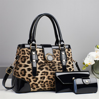 Tas Tangan Motif Leopard Canggih untuk Wanita 2026 Tas Selempang Modis Terbaru 3-in-1 dengan Dompet