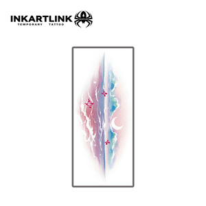 INKARTLINK Vente en gros de tatouages temporaires personnalisés, peints à la main, avec une scène de plage au coucher du soleil <span class=keywords><strong>rose</strong></span>, sexy et tendance, pour le visage et les <span class=keywords><strong>bras</strong></span>, pour femmes - Product Image 4