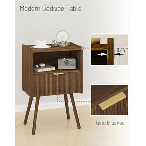 Mesa de Noche Moderna de Madera con Cajón de Almacenamiento y Estante para Sala de Estar, Dormitorio, Espacios Pequeños - Product Image 2