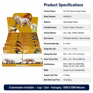 Kit de construction de <span class=keywords><strong>puzzle</strong></span> <span class=keywords><strong>3D</strong></span> d'animaux de la forêt, modèle éducatif pour enfants, assemblage artisanal, jouet Montessori, cadeau - Product Image 2
