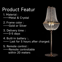 Lampes en cristal de luxe de haute qualité DWJ OEM rechargeables pour les événements de mariage, centre de table avec télécommande