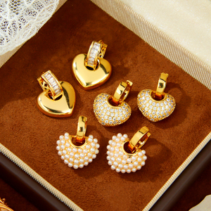 Luxury Zirconia Heart Drop <b>Earrings</b> Fine 21k <b>Gold</b> Plated Bridal Fashion <b>Dangle</b> <b>Earrings</b> for Women Wedding Party - Product Image 6