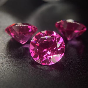 Certificat Grc de couleur rose vif créé rond pierres précieuses en vrac gemmes cultivées en laboratoire 2ct pour bague de bijoux - Product Image 1
