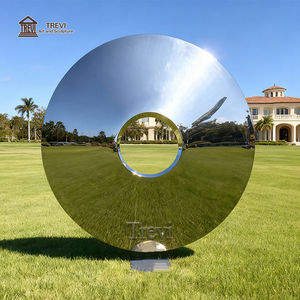 Statue abstraite <span class=keywords><strong>moderne</strong></span> TREVI hautement polie, grande sculpture ronde en acier inoxydable pour jardin extérieur - Product Image 2