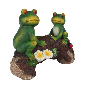 Estatua de resina de rana verde para jardín, escultura de Animal para Patio, arte y adornos de césped, Rana sentado en madera - Product Image 1