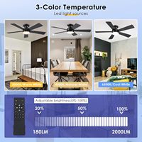 TSINYE Ventilateur de plafond avec lumière Ventilateur de plafond avec lumière et télécommande Ventilateur de plafond silencieux Nickle 6 vitesses pour la maison