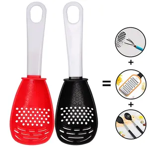 Schiacciapatate multifunzione cucchiaio filtrante per uso alimentare smerigliatrice per macinare l'aglio utensile da cucina cucchiaio di plastica da cucina