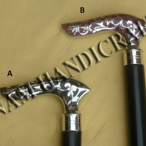 Bâton de marche en bois noir de style nautique avec poignée en résine de laiton Canne de randonnée avec pointe en caoutchouc et cadeau d'affaires - Product Image 1