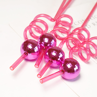 Pailles de style en forme de nouveau design, paille de Noël en plastique décorative, paille réutilisable rose