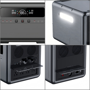 แหล่งจ่ายไฟแบบพกพา 2400W พร้อมแผงโซลาร์เซลล์ แบตเตอรี่ลิเธียม เครื่องกำเนิดไฟฟ้าพลังงานแสงอาทิตย์สำหรับใช้งานกลางแจ้ง ความจุขนาดใหญ่ 2304Wh - Product Image 4