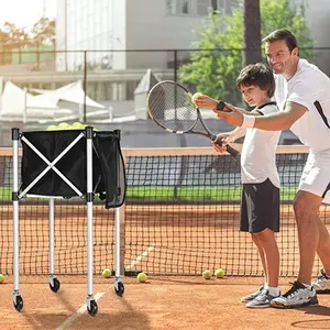 Gümrük taşınabilir tenis eğitim antrenörü Caddy büyük ABS depolama arabası katlanır hareketli futbol tenis topu sepet sepeti