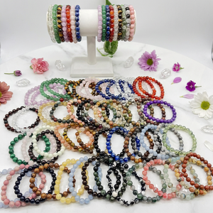 Bracelet en quartz poli de haute qualité, forme boule de cristal 8 mm, écologique, artisanat de guérison pour cadeau et décoration, vente en gros - Product Image 1