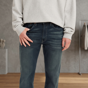 Pantalon en jean de coton pour homme, coupe ample, léger, avec détail perle, poches, décontracté, sportif, jambe droite, usage quotidien, vente en gros - Product Image 4