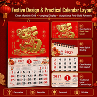 Calendrier mural lunaire chinois 2027 personnalisé avec logo, Année du Chèvre, calendrier promotionnel, vente en gros