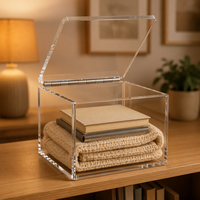 Boîte de rangement carrée en acrylique Calic, transparente, avec couvercle à charnière, pour la maison et le bureau, taille personnalisée, OEM, vente en gros