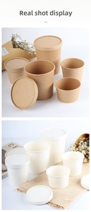 <span class=keywords><strong>Bol</strong></span> en papier jetable écologique avec couvercle, gobelet à café, à emporter, restauration rapide, riz, nouilles, salade, soupe, contenant d'emballage - Product Image 4