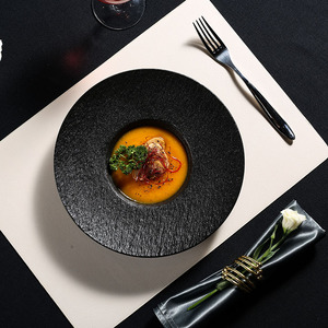 Vente en gros Nordic Assiette en porcelaine céramique blanche et noire Vaisselle Assiette à soupe italienne Plat à <span class=keywords><strong>caviar</strong></span> en vrac - Product Image 4