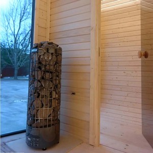 Sauna Cuadrada para 6 Personas, Diseño Moderno, Madera Sólida Ecológica, Vaporizador Exterior, Puerta de Vidrio Templado de 8 mm, Estufa Harvia Suspendida - Product Image 6