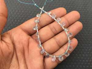 หินบุษราคัมธรรมชาติสีฟ้า17ชิ้น,ลูกปัด Briolette ทรงลูกแพร์เหลี่ยมเพชรพลอยแท้ - Product Image 4